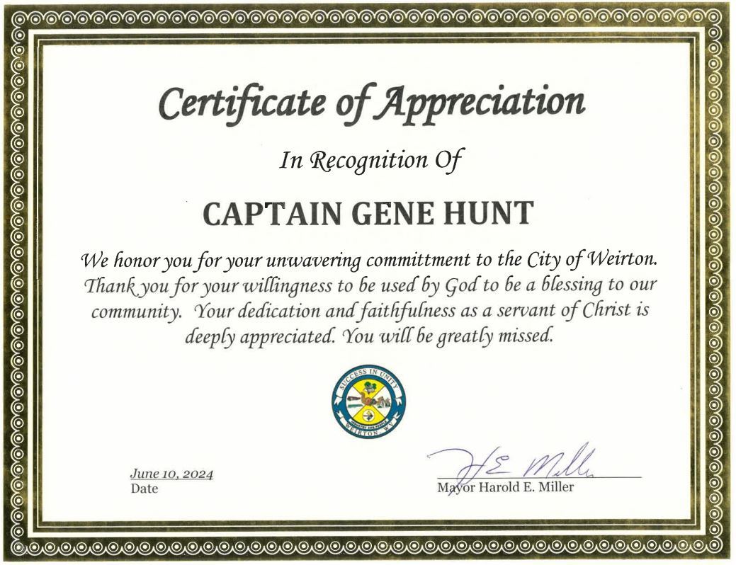Captain Gene Hunt Certificate 2024