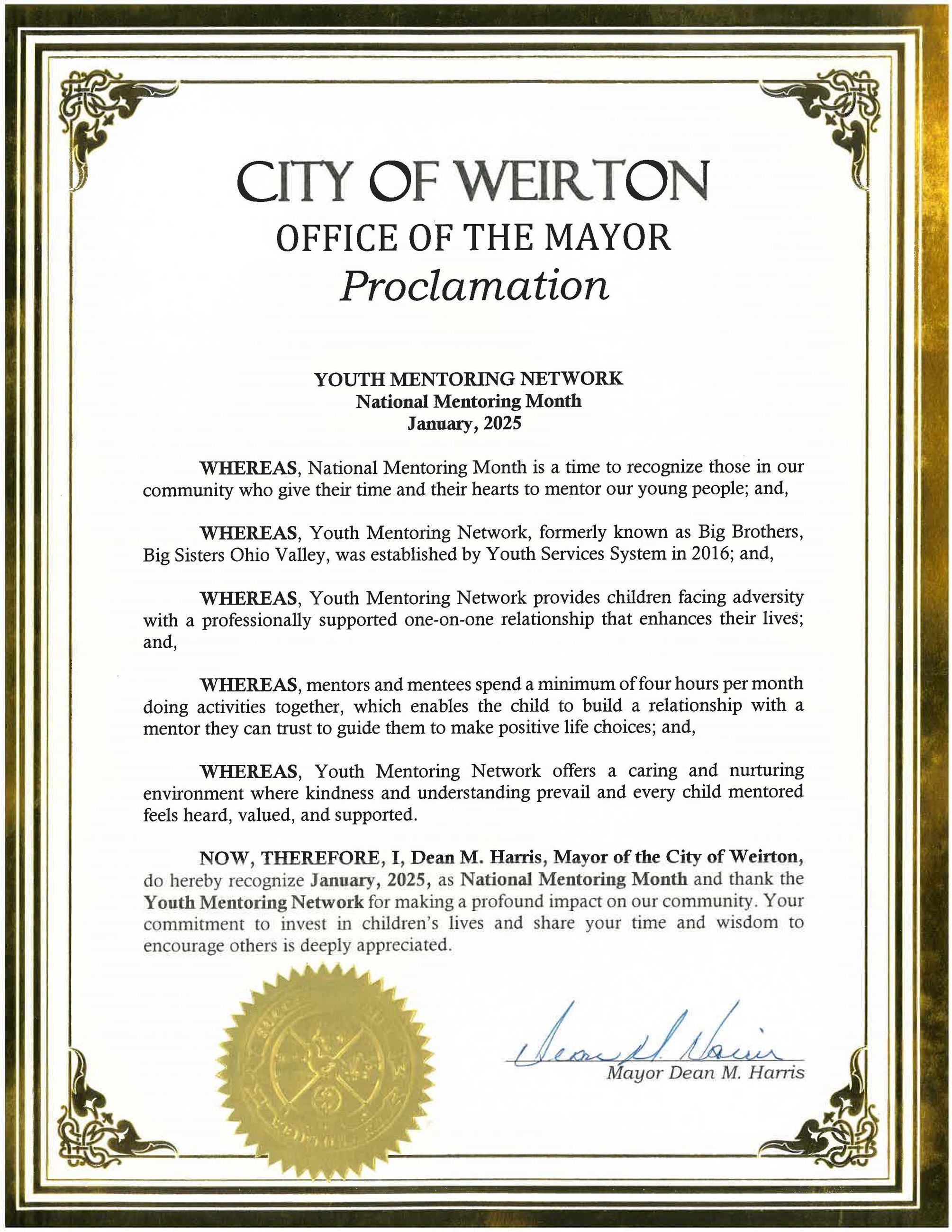 Proclamation Youth Mentoring Network 1-21-25