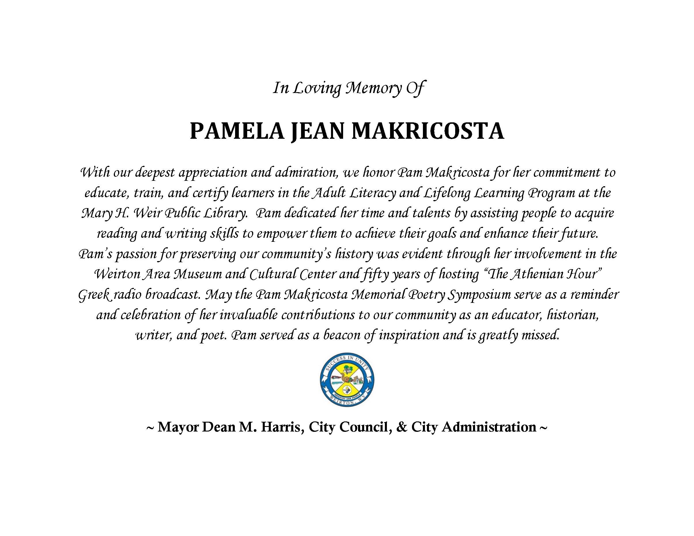 Pam Makricosta and Library Week Certificate 2025